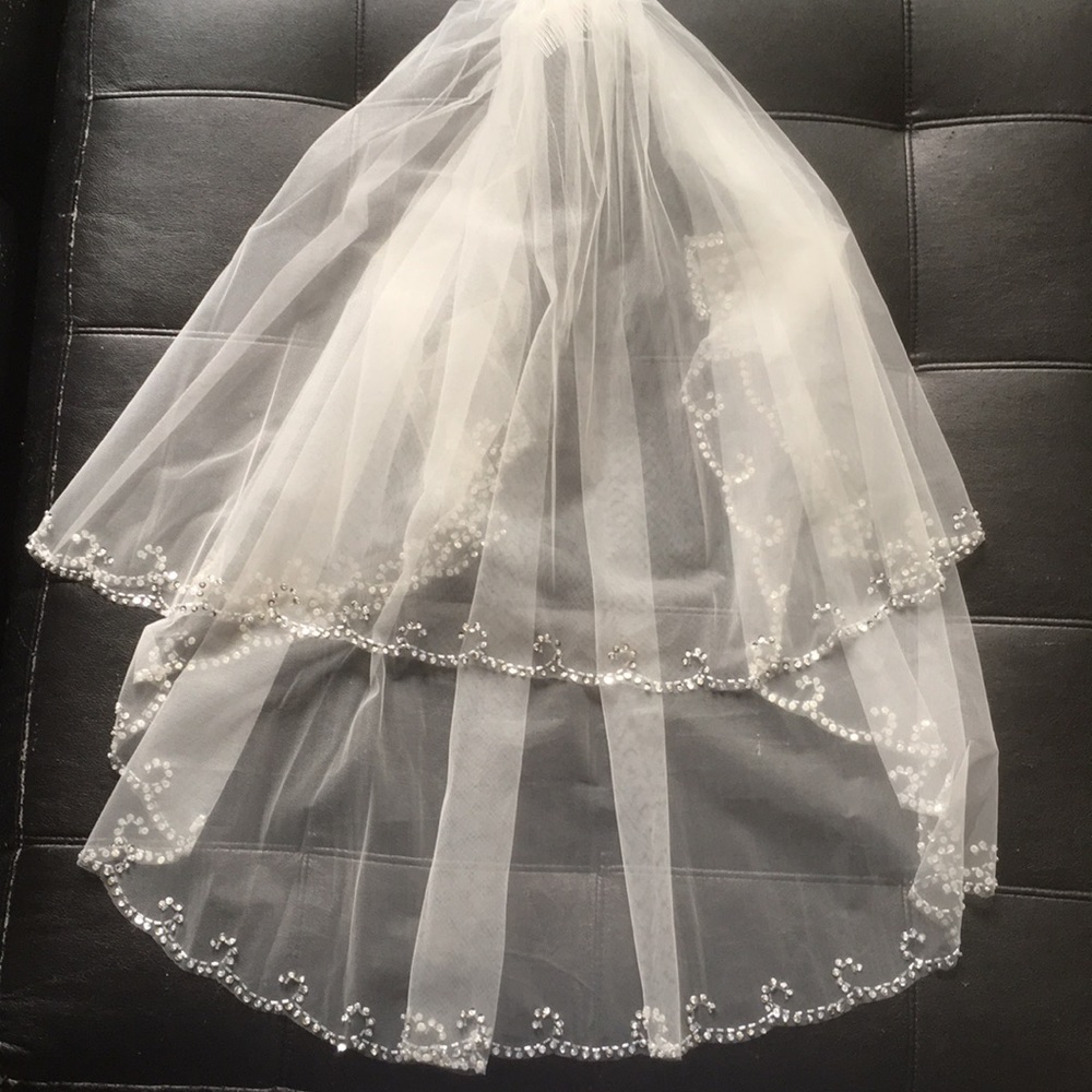 36” Two Tier Beaded Veil
